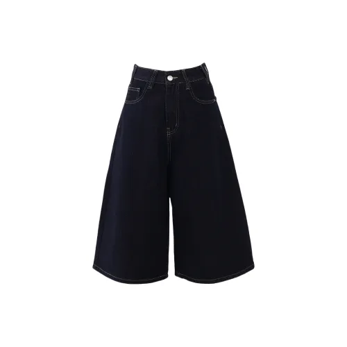 ZRZV Jeans Women's Dark Blue Capri Pants