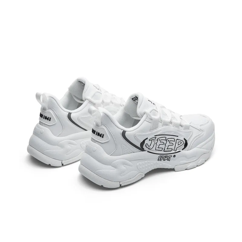 JEEP SPIRIT Slip Resistant, Abrasion Resistant, Waterproof, Height Increasing Low Top Chunky Sneakers Men's White-3