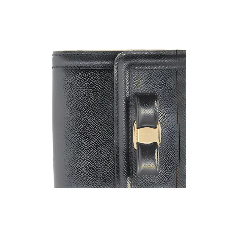 FERRAGAMO Leather Wallet Regular Women's Black-4