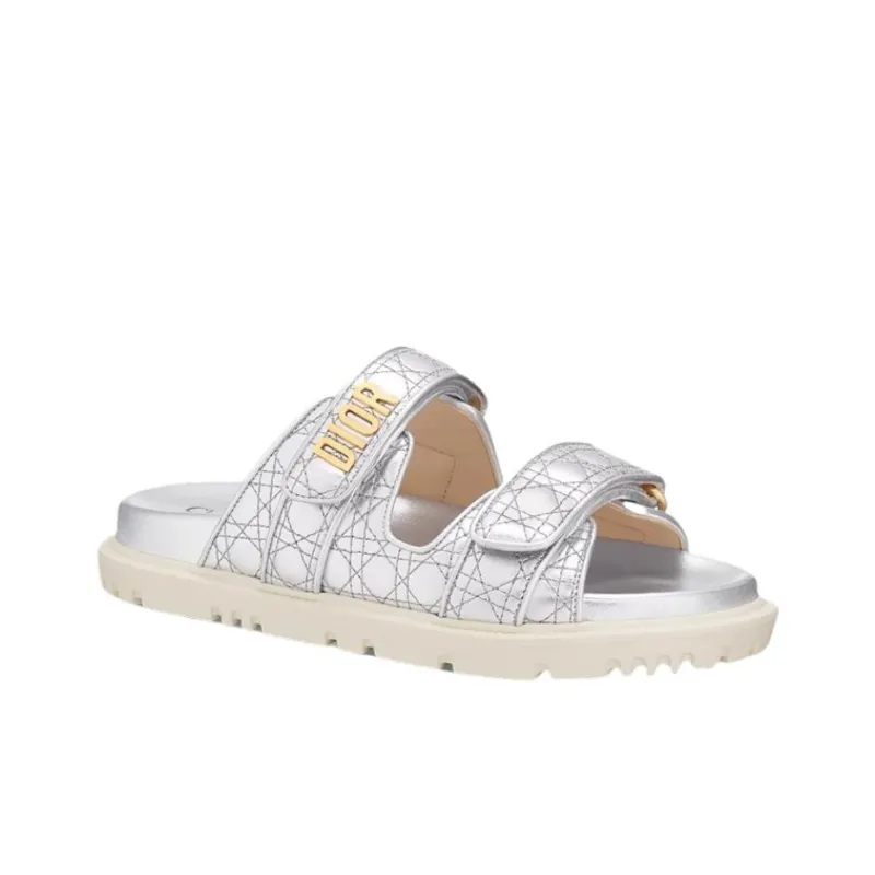 DIOR DiorAct Slip-Resistant Slide Slippers Women's Silver-2