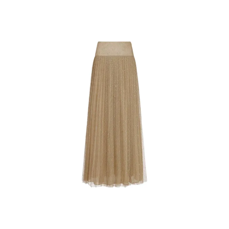 DIOR SS25 Casual Long Skirt Women's Gold-1