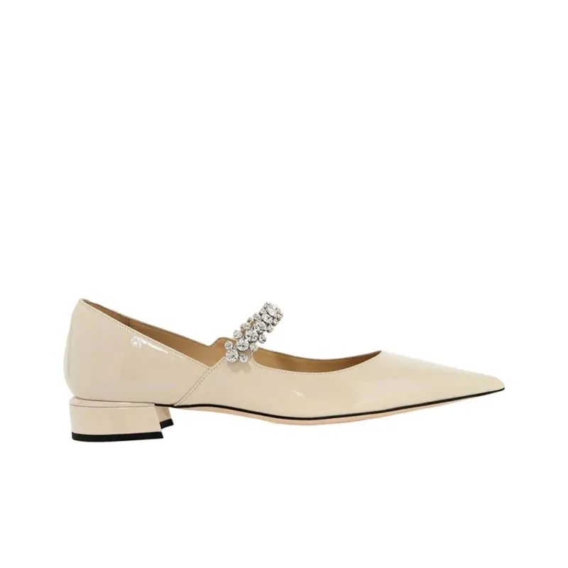 Jimmy Choo Bing Chunky Heel Casual Single Shoes Women's Ecru-1