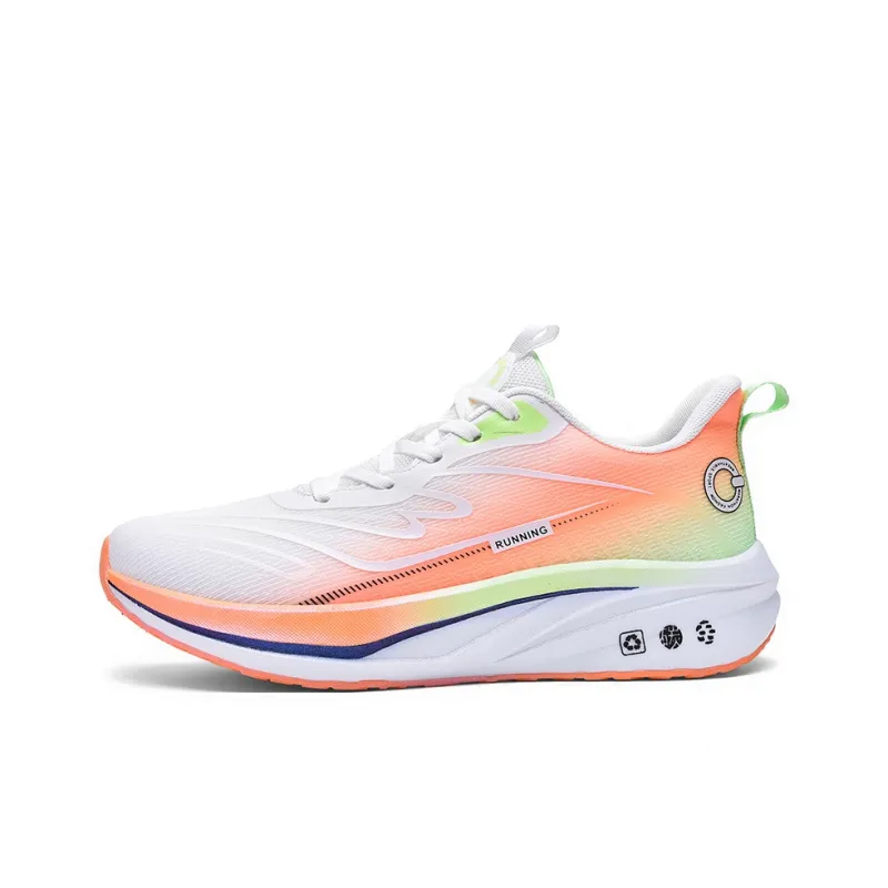 QIUTEXIONG Running Shoes Unisex Low Top Black White/White Orange/Light Gray-7