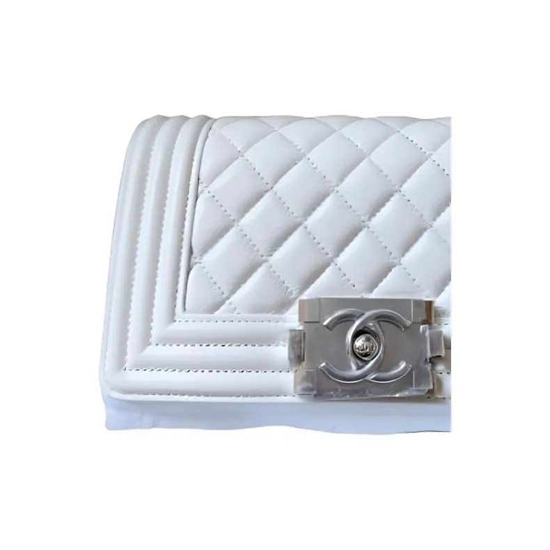 CHANEL Leboy Calfskin Crossbody Bag, Shoulder Bag Trumpets Women's White-2