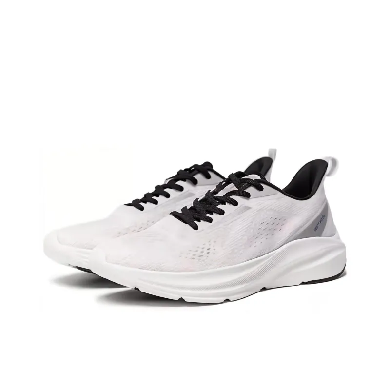 Erke Coverage Rebound Low Top Running Shoes Men's White Black-1