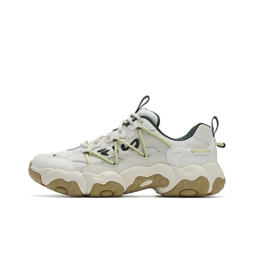FILA FLUID 6 Cat Paw Cushioning, Wear Resistant Low Top Chunky Sneakers Men's White Gray