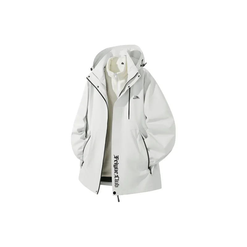 Feiyue Water-Resistant Windproof Warm Cold-Resistant Windbreaker Jacket Unisex Glacier White-8