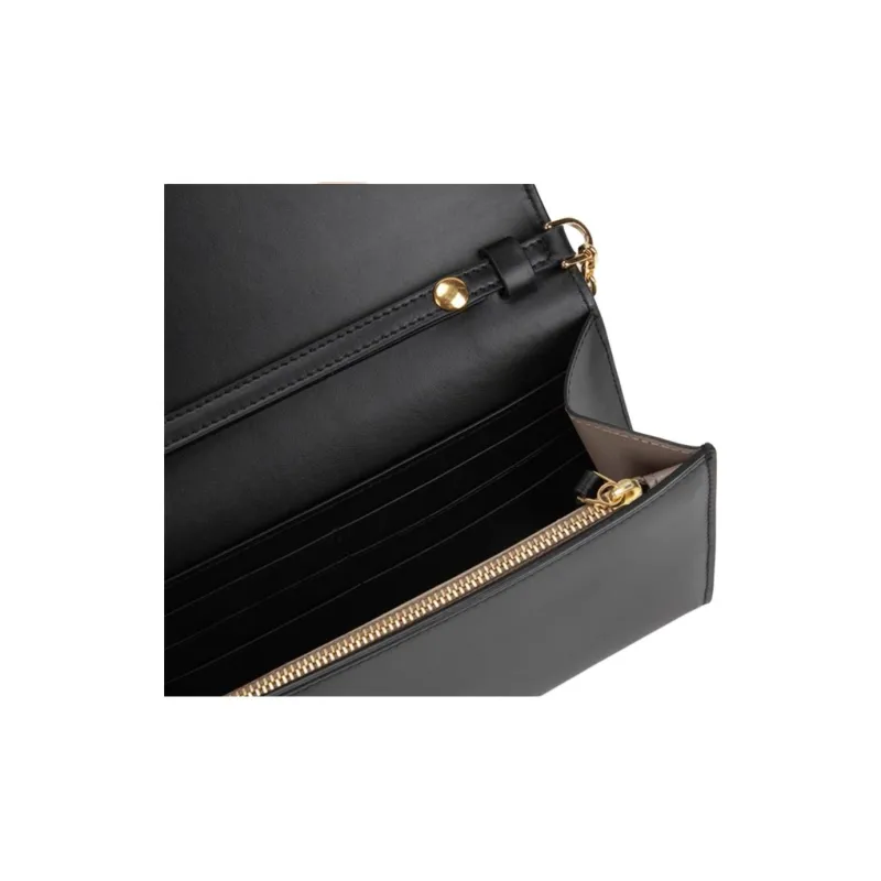 Lanvin Cow Leather Shoulder Bag Small Size Women's Black-4