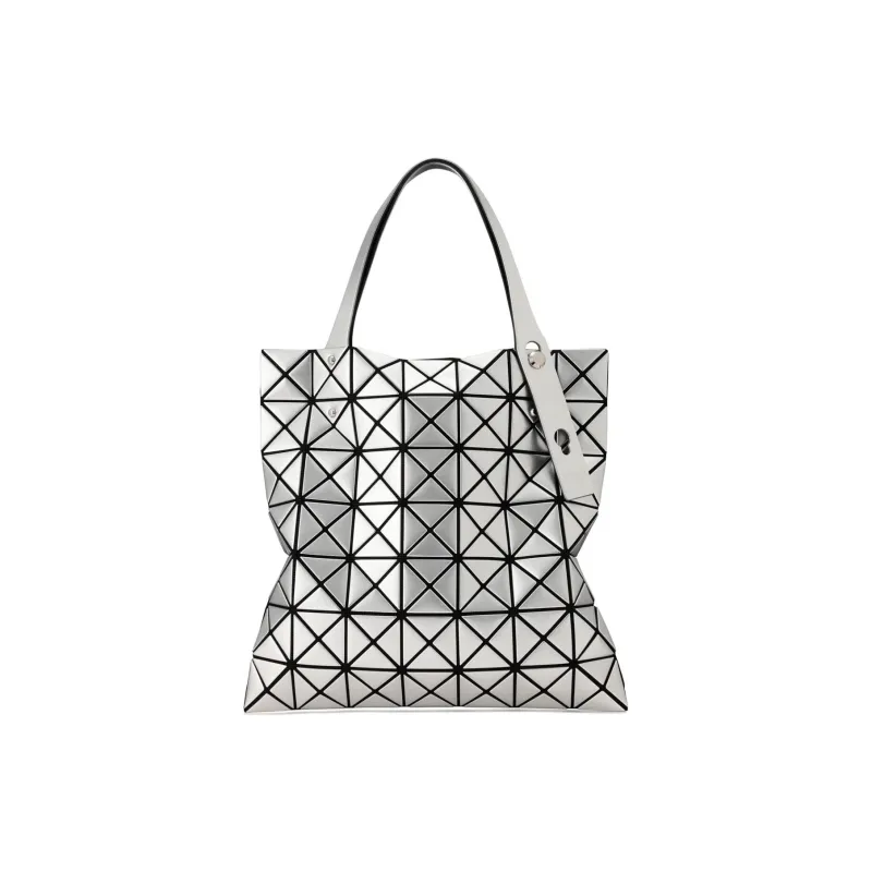 ISSEY MIYAKE PLATINUM COFFRET Polyurethane Tote Bag, Shopping Bag, Handbag Women's Silver-4