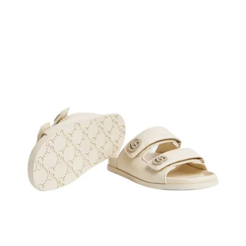 GUCCI Slide Slippers Women's Ivory White-5