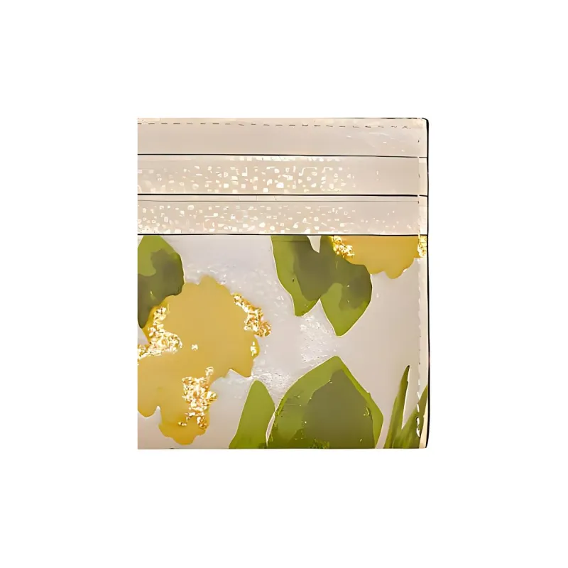 COACH Card Case Glossy Pebbled Cow Leather Coin Purses Card Holders Women's Ivory White-3