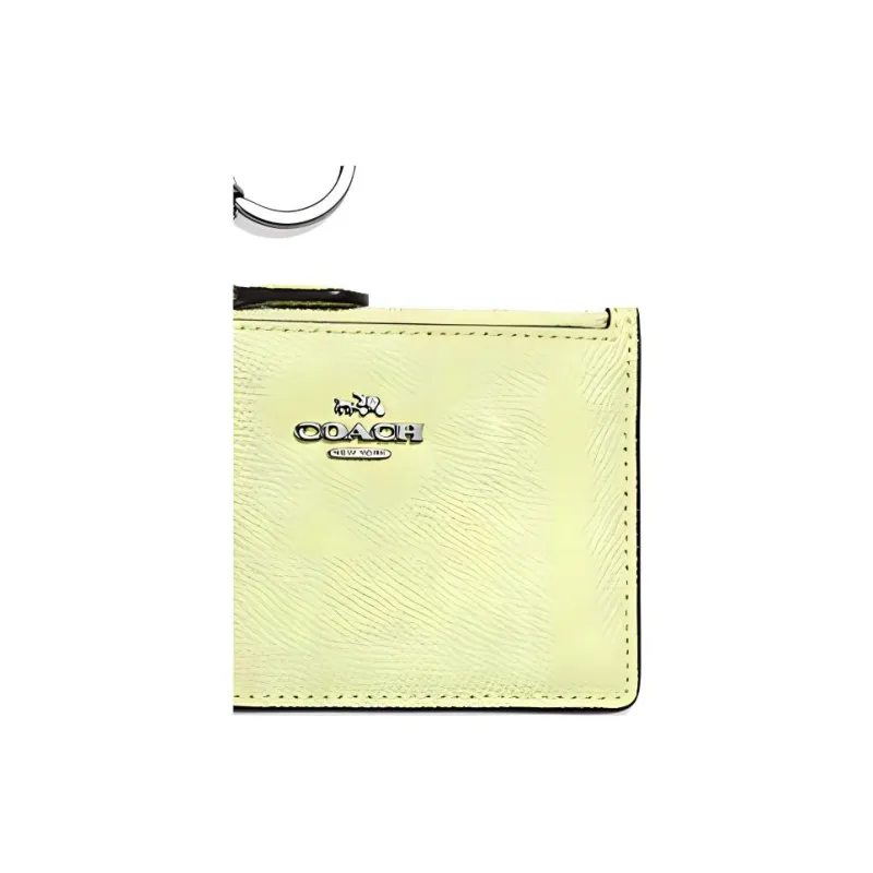 COACH Skinny Id Case Leather Handheld Document Card Holder Mini Women's Candy Yellow Green-2