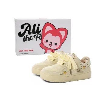 ALI THE FOX Slip Resistant, Abrasion Resistant, Lightweight Low Top Skateboard Shoes Women's Yellow