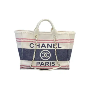 CHANEL Cow Leather Beach Bag Tote Bag Shopping Bag Shoulder Bag Crossbody Bag Handbag Women's Beige