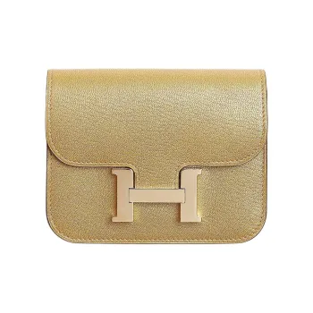 HERMES Constance Slim Chamkilight Goatskin Wallet Women's Burnished Gold