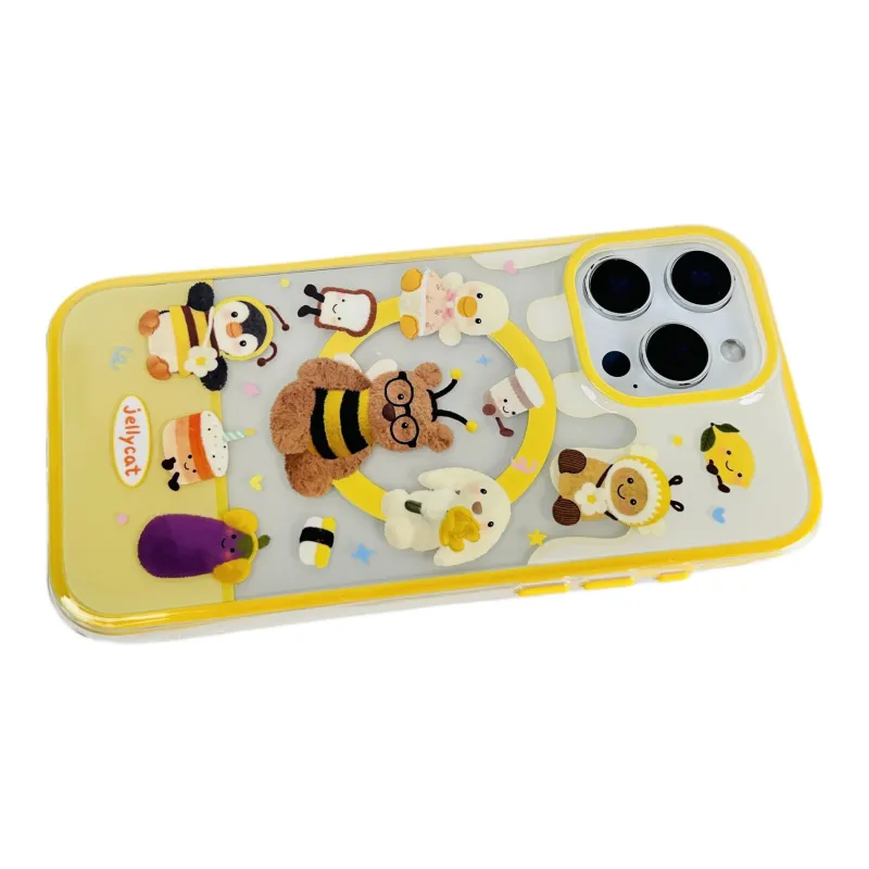 Wei Xin TPU Material Bee And Bear Magnetic Stand Phone Cases Compatible With Apple IPhone 16/15/13/14/Pro/Max-7