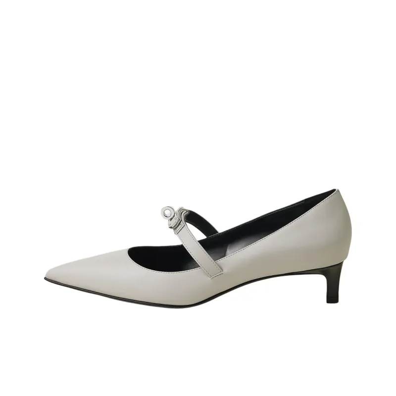 HERMES Kiara 40 Slim Heel High Heels 4cm Women's Light Gray-0