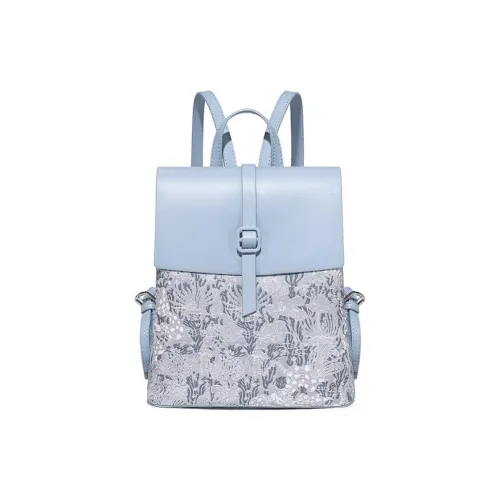 PAYOT Fabric Bonded Microfiber Synthetic Leather Backpack Regular Women's Light Blue