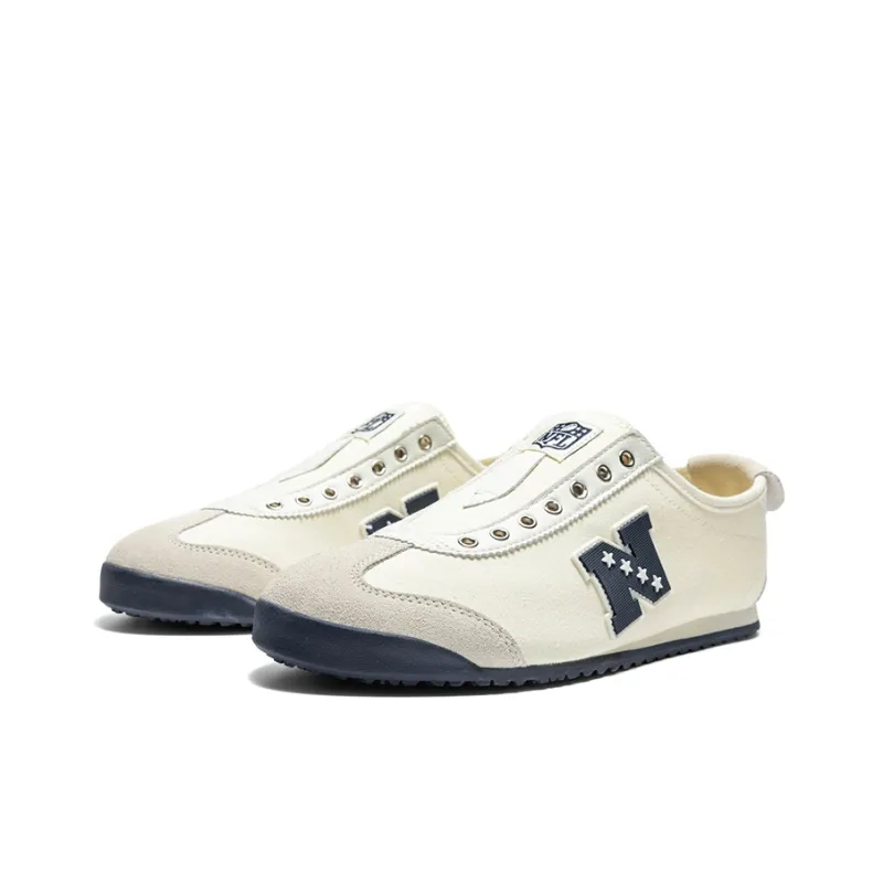 NFL Guoli N Durable Lightweight And Breathable Low-Top Skateboard Shoes Unisex Beige Dark Blue-2