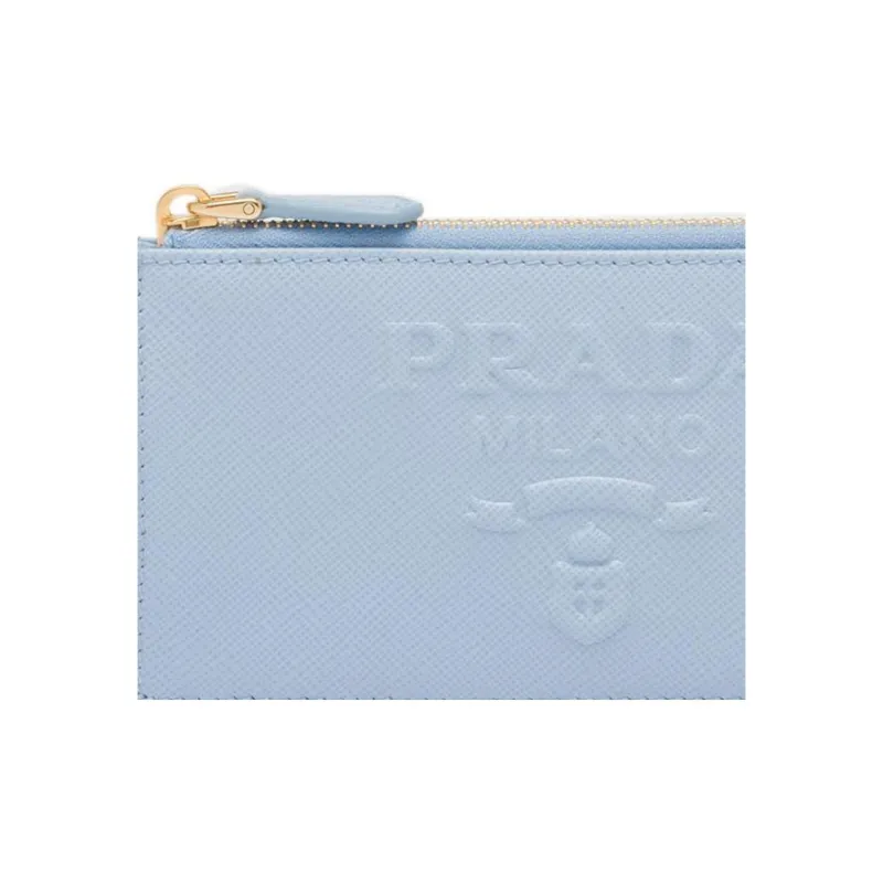 PRADA Saffiano Leather Card Holder Women's Sky Blue-4