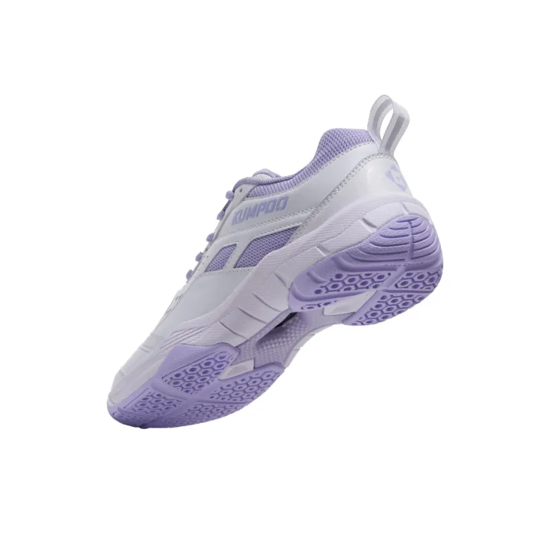 KUMPOO Cushioning Breathable Support Low-Top Badminton Shoes Unisex White Purple-3