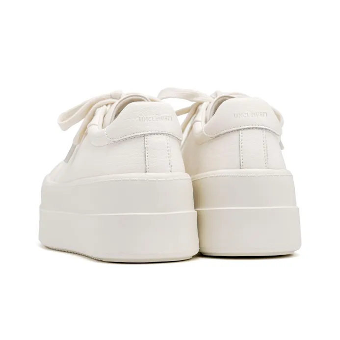 UNCLEWEN White Toast Slip-Resistant Lightweight Height Increasing Low-Top Skateboard Shoes Women's Cloud White-3