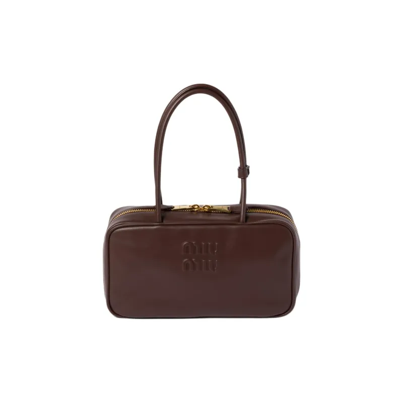 MIU MIU Beau Calfskin Handbag Medium Size Women's Heather Wood Color-0