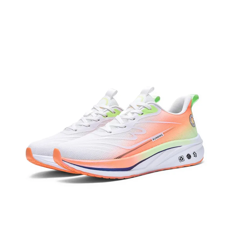 QIUTEXIONG Running Shoes Unisex Low Top Black White/White Orange/Light Gray-9