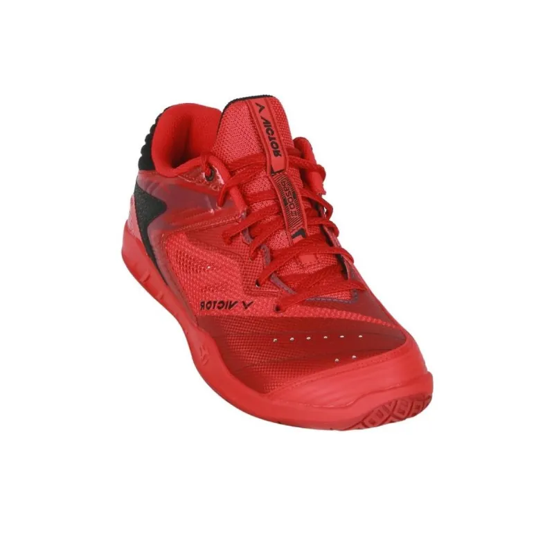 VICTOR Cushioned Slip Resistant Mid Top Badminton Shoes Unisex Flame Red-3