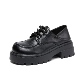 La Chapelle Vintage British Style JK Small Leather Shoes Comfortable And Versatile Casual Single Shoes Women's Black
