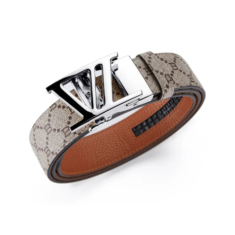 Jeccieziio Top Grain Cow Leather Belt Men's Gunmetal, Gold, Silver Width 3.5cm Gift Box Set-25
