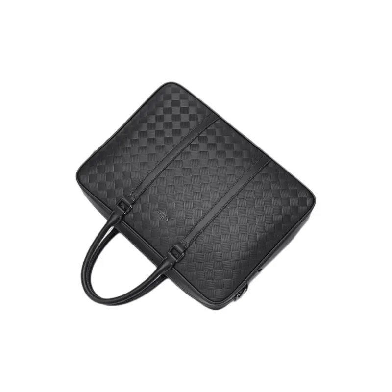 GOLDLION Cow Split Leather Laptop Bag Large Size Men's Black-5