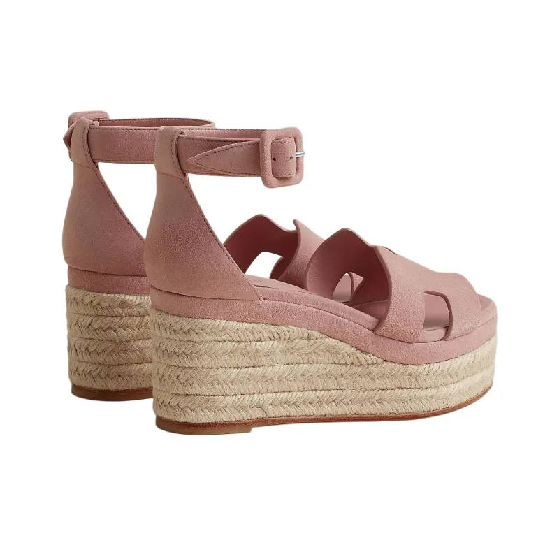 HERMES Elda One Strap Sandals 7.5cm Women's Pink-3