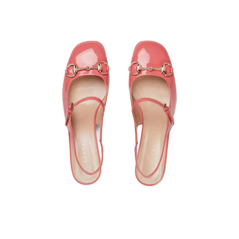 GUCCI Horsebit Chunky Heel High Heels 5cm Women's Pink-3