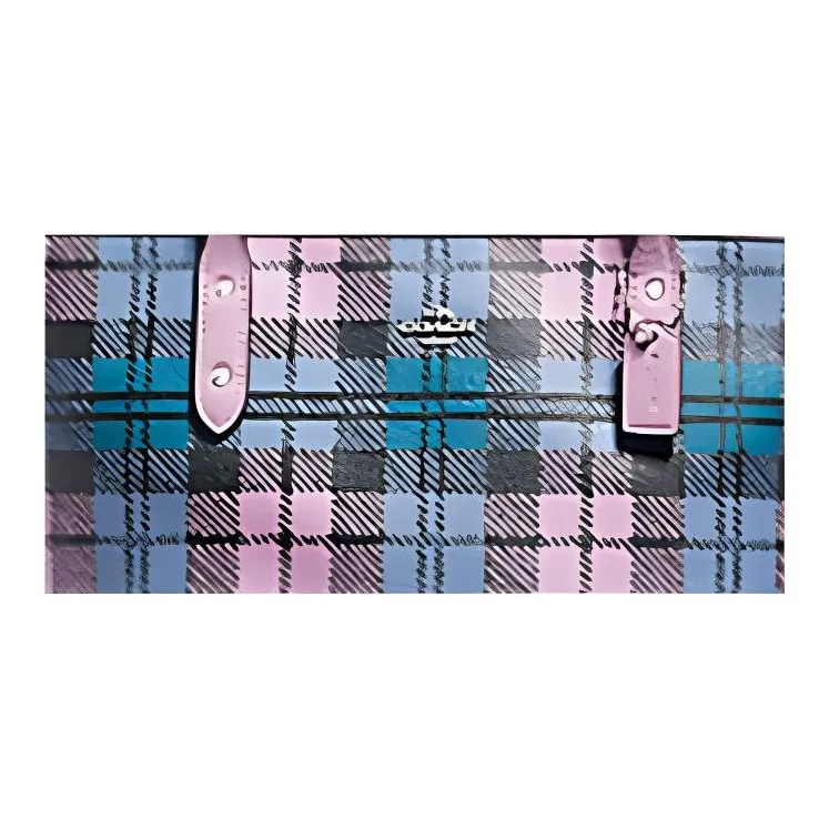 COACH City Zip Tote Coated Canvas Shoulder Bag Small Size Women's Purple Blue Plaid-2
