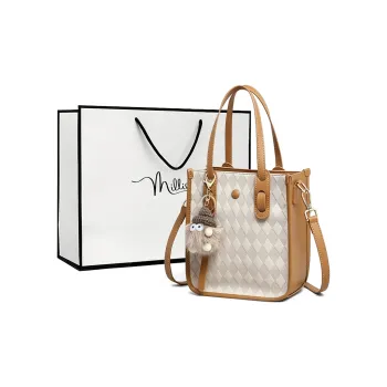 MILLIE'S Cow Leather Shoulder Bag, Crossbody Bag, Handbag Regular Women's Ecru Coffee