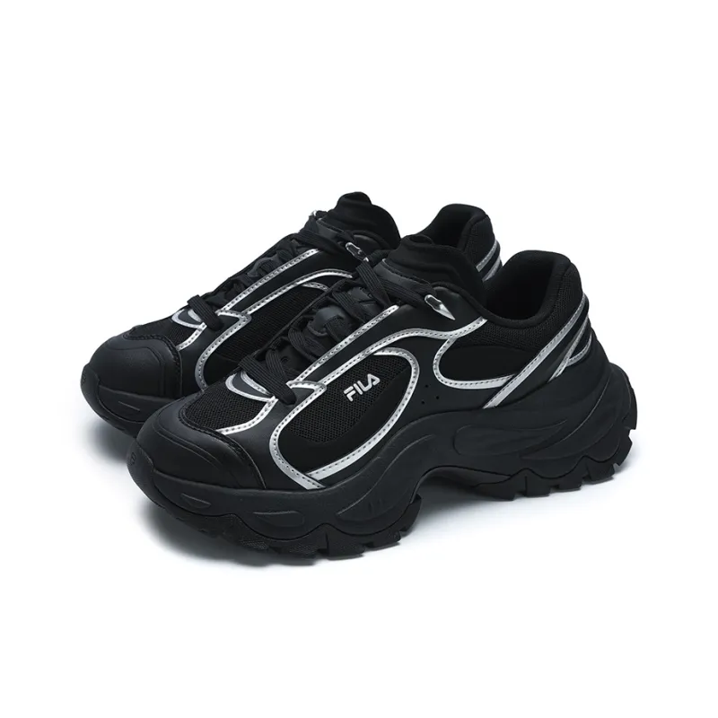 FILA SOFIA 4 Abrasion-Resistant Low-Top Chunky Sneakers Women's Black White-2