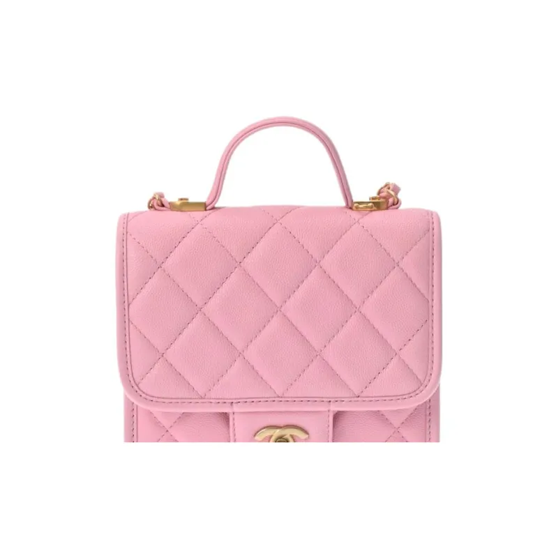 CHANEL 22K Autumn And Winter Cow Leather Tofu Bag, Shoulder Bag, Crossbody Bag, Handbag Women's Coral Pink-1