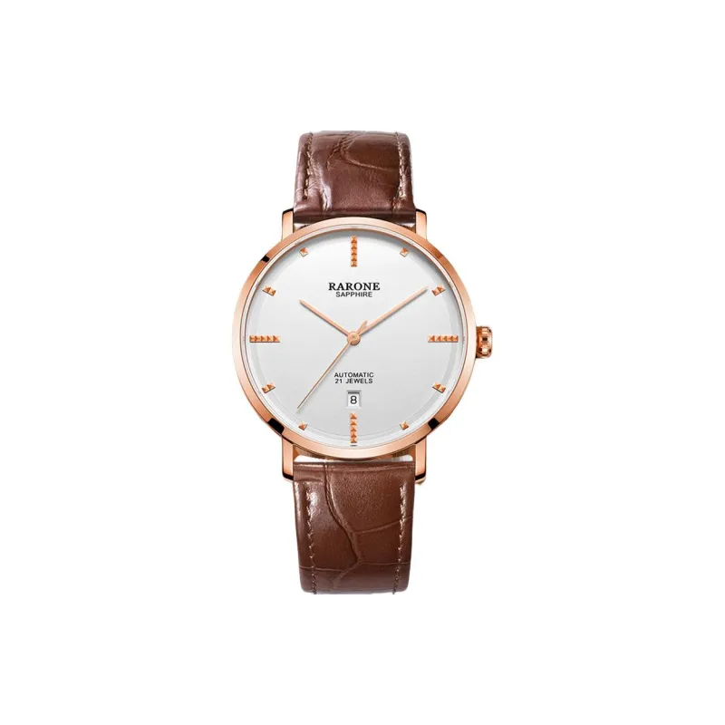 RARONE Master Collection Elegance Mechanical Movement Genuine Leather Strap Watch Men's Watches White Dial-10