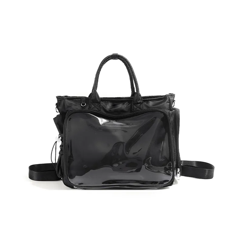 UNITE STAR Nylon Large Capacity Tote Shoulder Bag Handbag Medium Size Women's Black-2