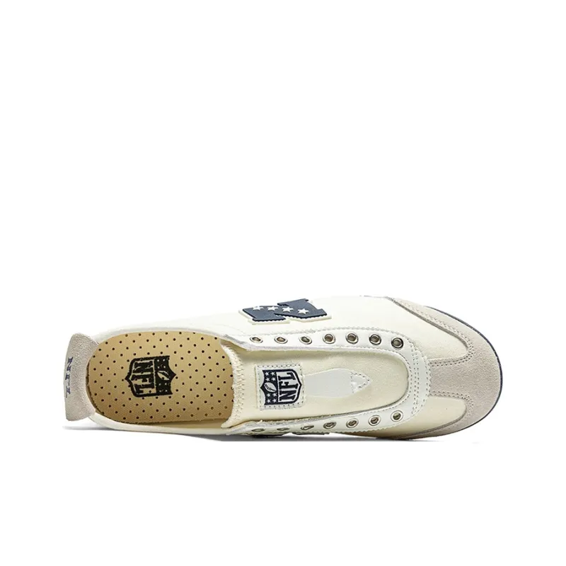 NFL Guoli N Durable Lightweight And Breathable Low-Top Skateboard Shoes Unisex Beige Dark Blue-3