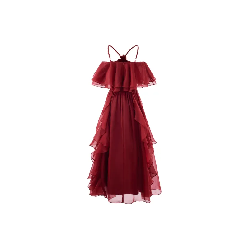 Blovelan Short Sleeved Dress Women's Rose Red-1