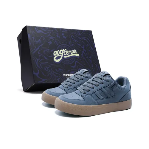 OUGLEMEN Slip Resistant Low Top Skateboard Shoes Men's Blue Gray Box Included