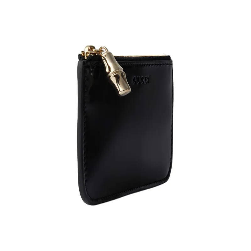 GUCCI Leather Key Pouch Trumpets Women's Black-2