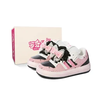 Lovely You Lightweight Wear Resistant And Slip Resistant Low Top Skateboard Shoes Women's Pink Black