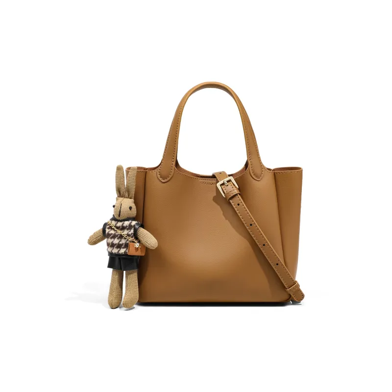 MILLIE'S Cow Leather With Synthetic Leather Handbag, Shoulder Bag, Crossbody Bag, Bucket Bag Regular Women's Caramel-3