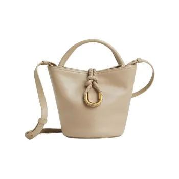 Bottega Veneta Calfskin Bucket Bag Handbag Small Size Women's Light Brown