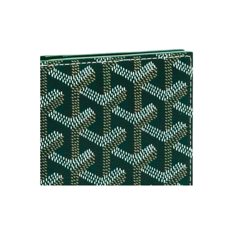 GOYARD SAINT ROCH Canvas With Leather Dog's Teeth Wallet Unisex Green-3