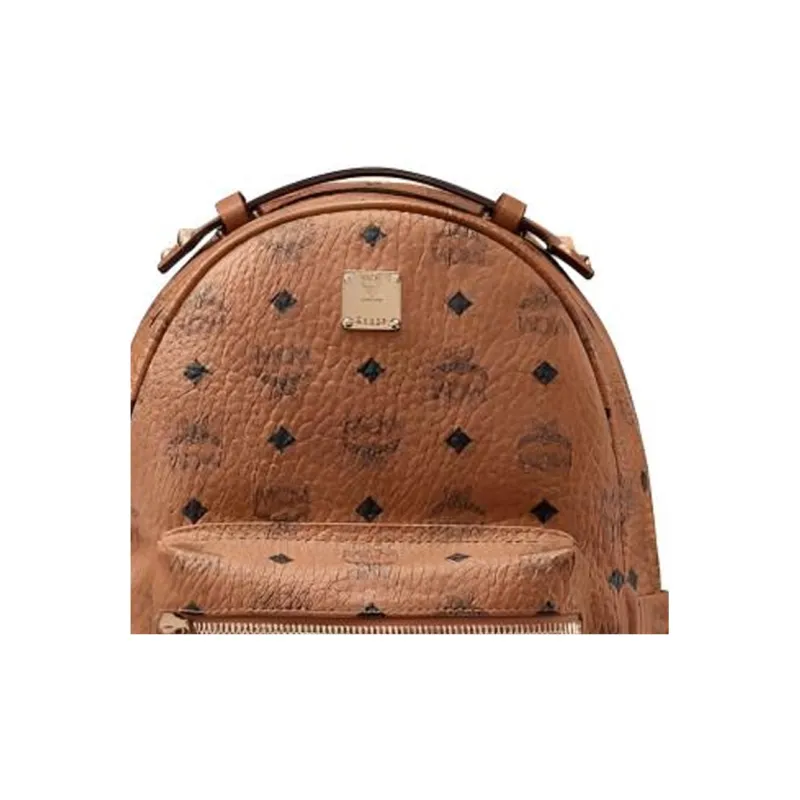 MCM Stark Visetos Artificial Leather Backpack Unisex Brown Cognac Multicolor-3