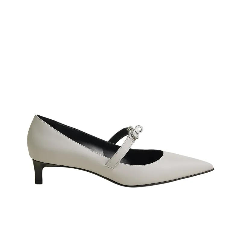 HERMES Kiara 40 Slim Heel High Heels 4cm Women's Light Gray-1